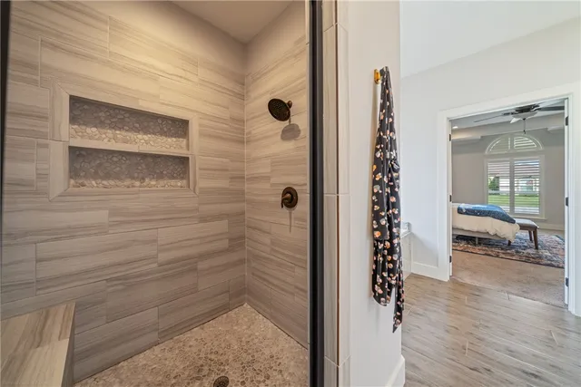a bathroom with a shower