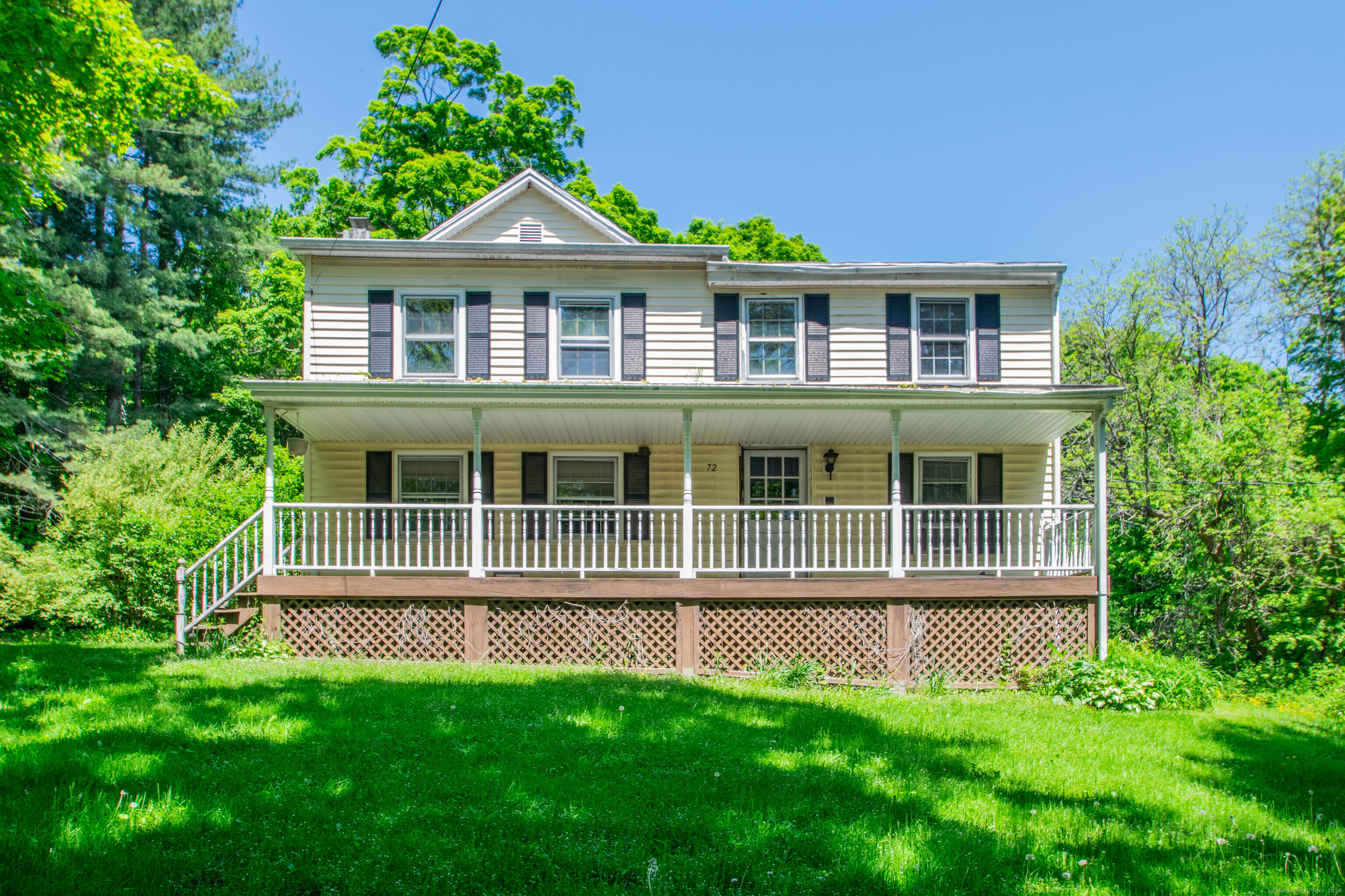 Front view with full length porch