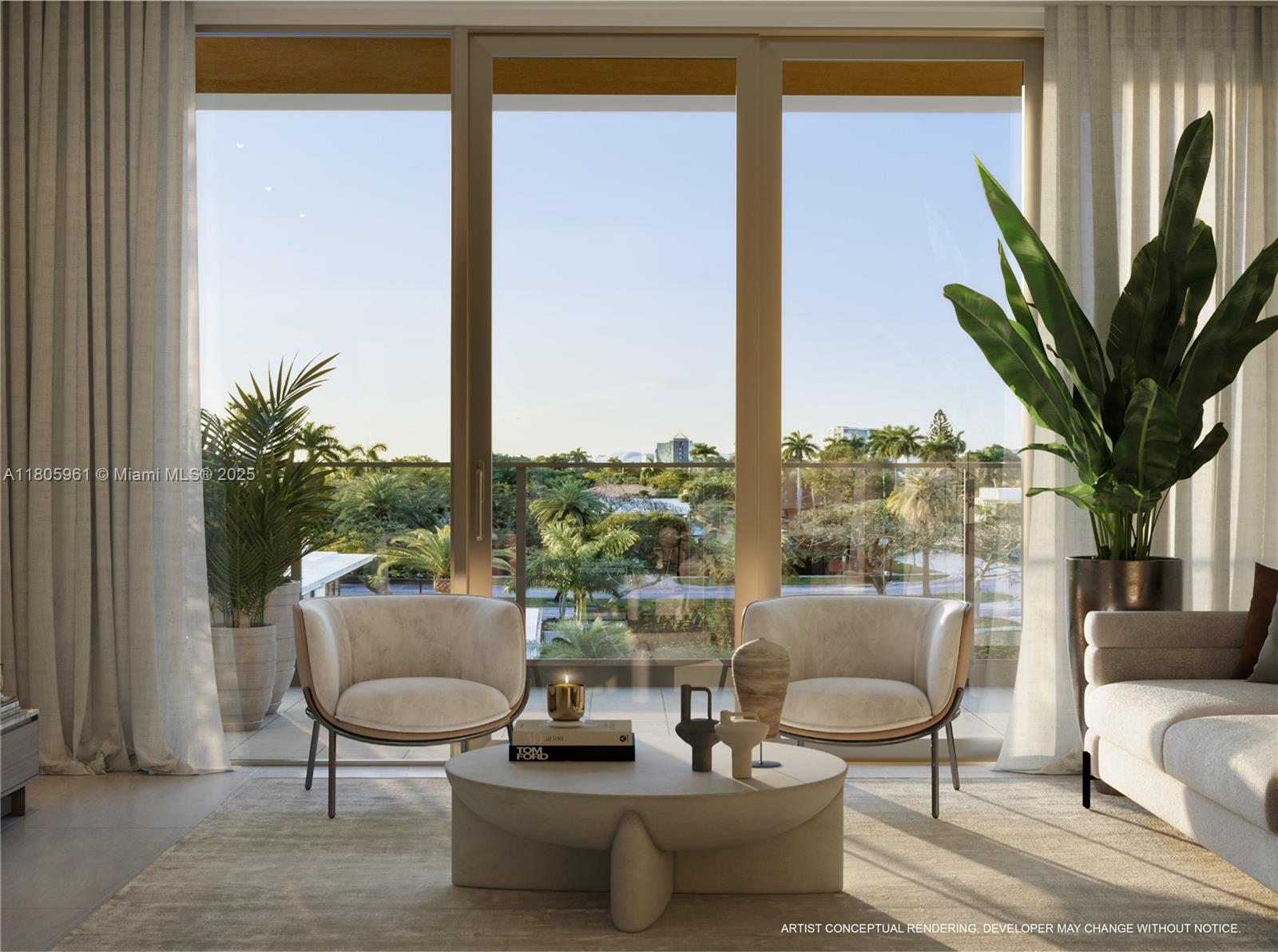 2200 Brickell Avenue, Unit 207 Miami, FL 33129 - Photo 11 of 29 a living room with patio furniture and a potted plant