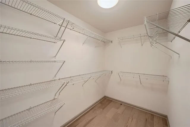 a view of a room with racks on the wall