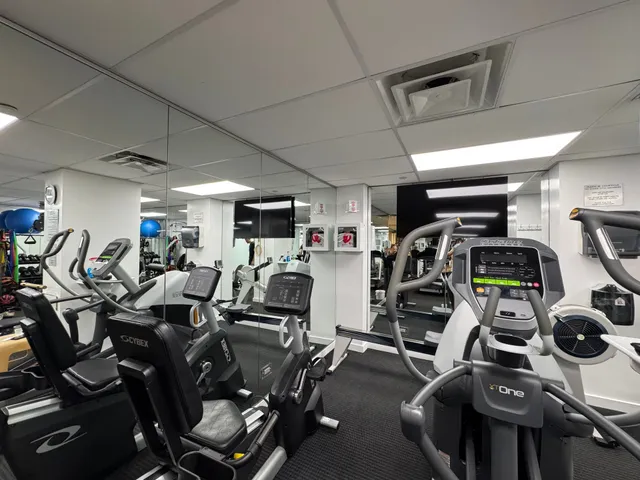 a view of a room with gym equipment