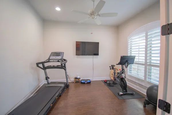 a view of a room with gym equipment