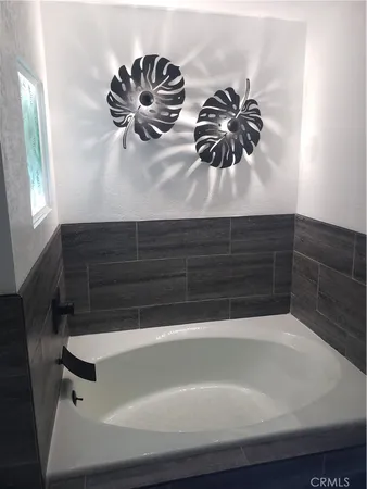 a bathroom with a bathtub