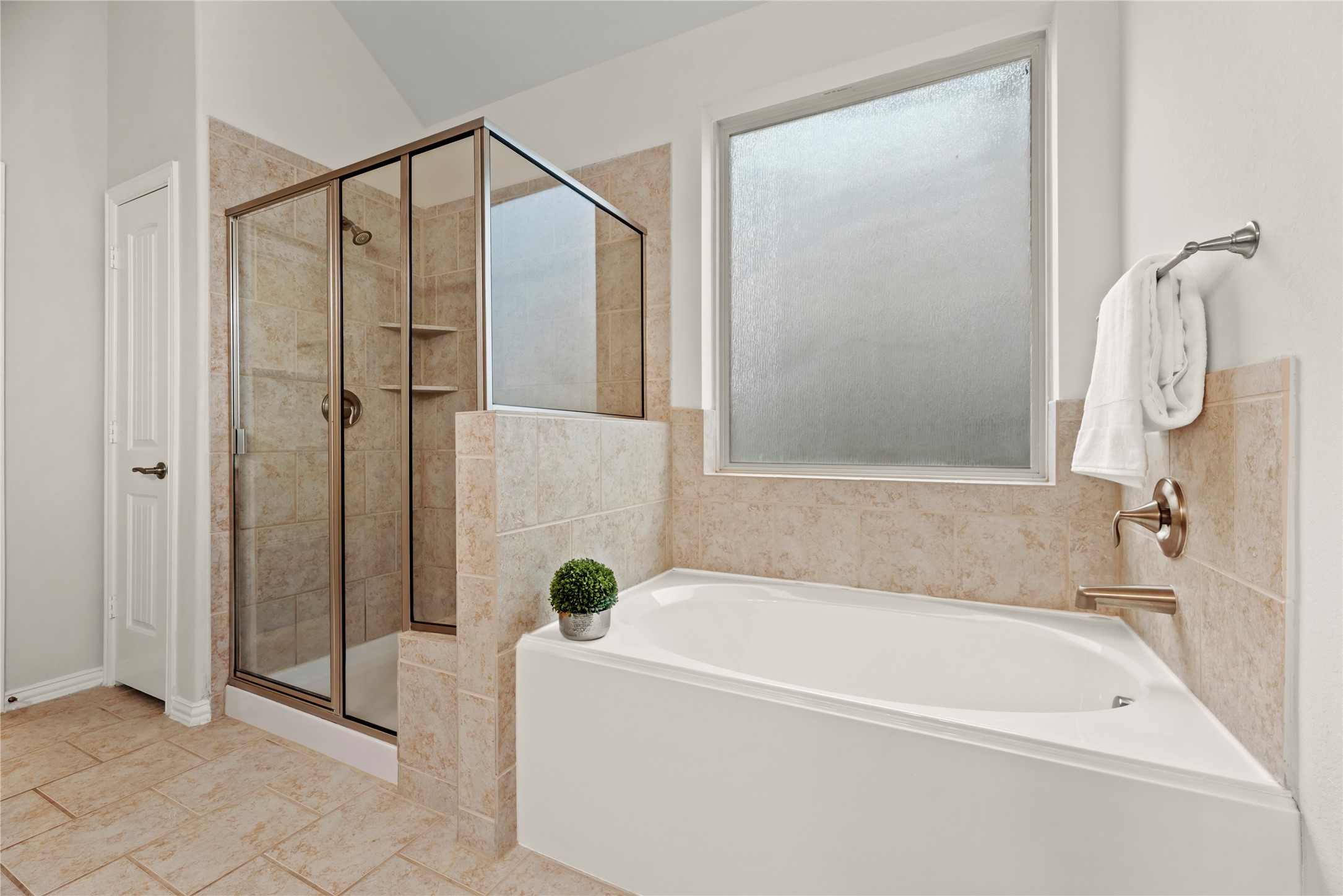 5205 Rainy Garden Court Rosharon, TX 77583 - Photo 17 of 40 a bathroom with a tub and a shower