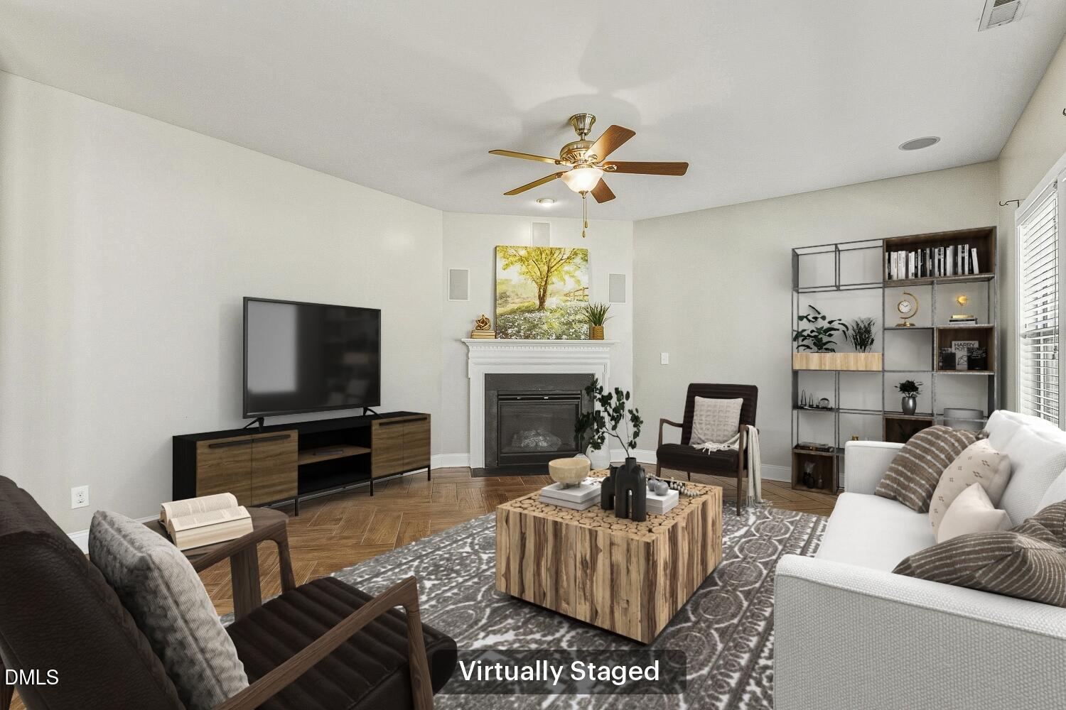 1008 Poplar Street Durham, NC 27703 - Photo 30 of 73 a living room with furniture a fireplace and a flat screen tv