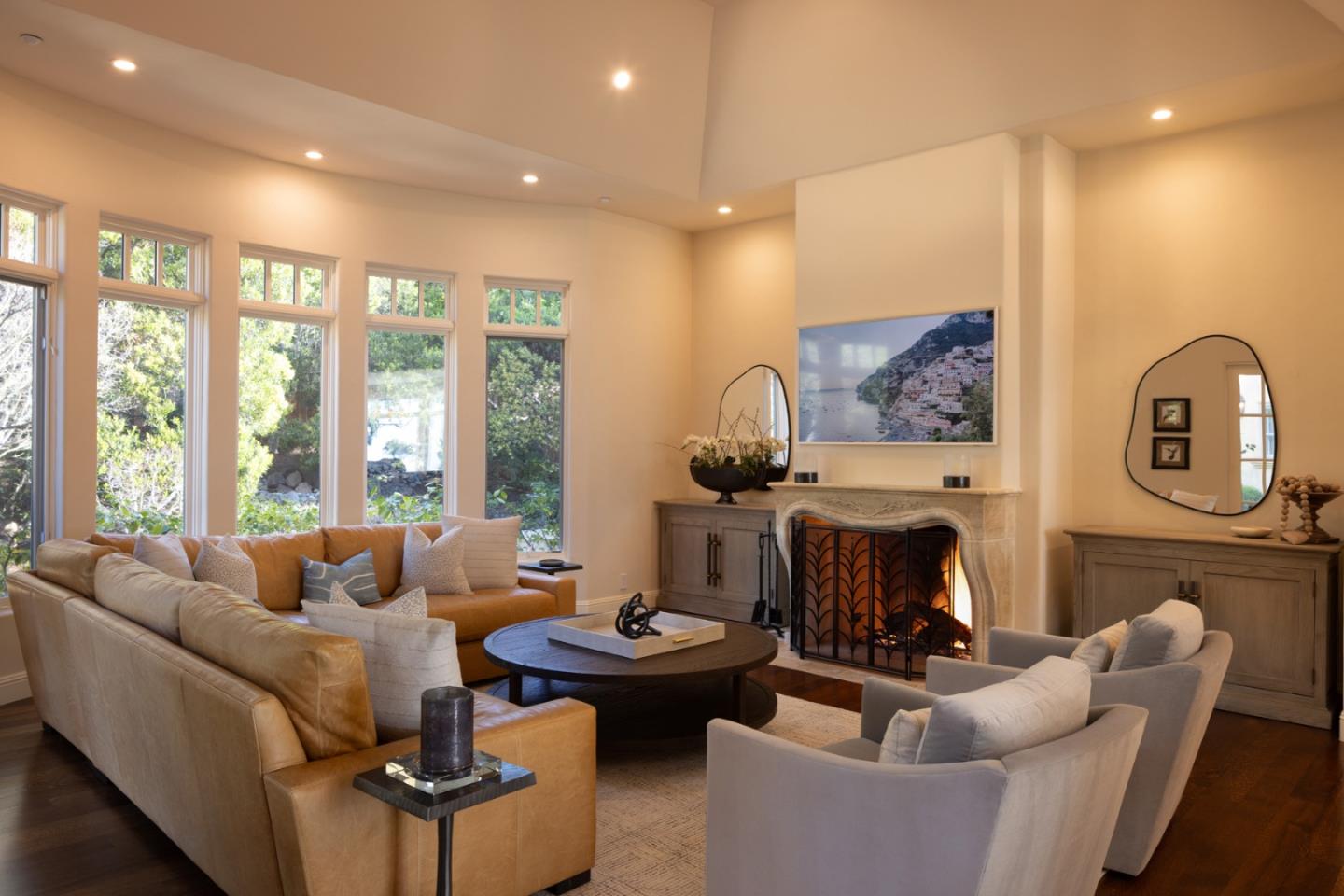 3957 Ronda Road Pebble Beach, CA 93953 - Photo 11 of 26 a living room with furniture and a fireplace