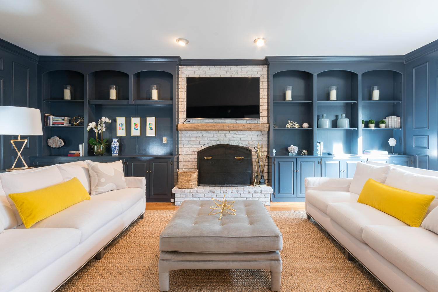 7 Hunt Road Darien, CT 06820 - Photo 13 of 40 a living room with furniture fireplace and a flat screen tv