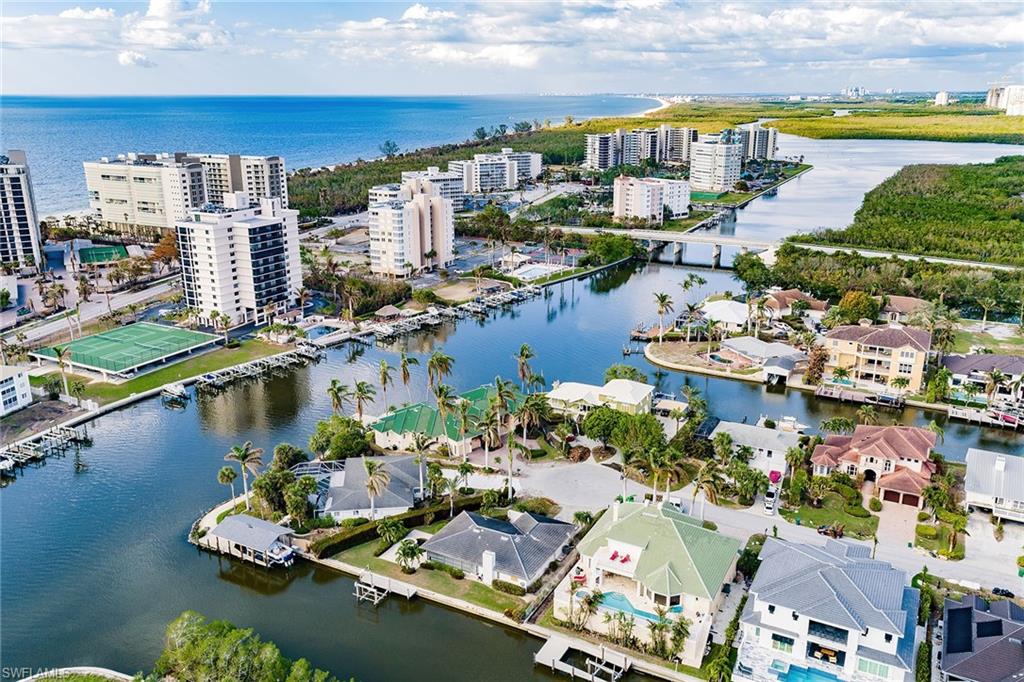 a view of a lake with a city