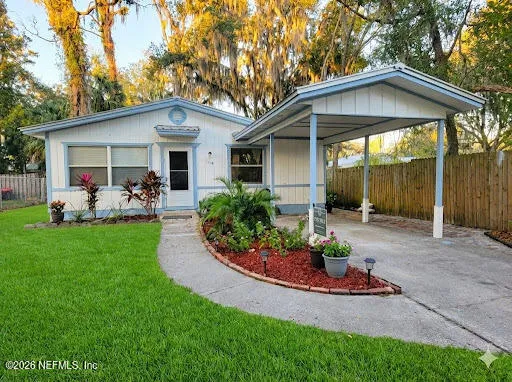 a view of a house with patio