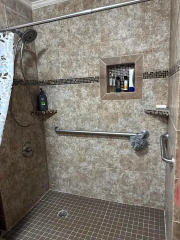 a bathroom with a shower