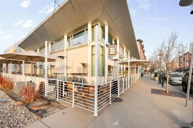 a view of a building with a street