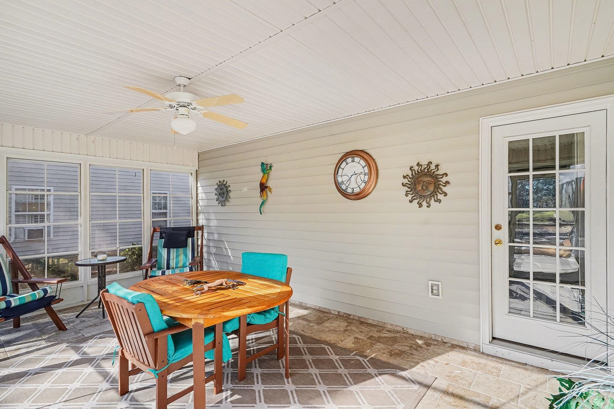 3425 Arrowhead Boulevard Myrtle Beach, SC 29579 - Photo 12 of 38 Sunroom / solarium featuring a ceiling fan and outdoor dining space