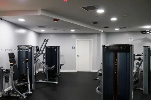 a view of a room with gym equipment