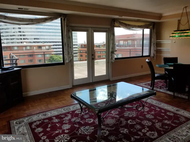 a living room with a couch and a coffee table