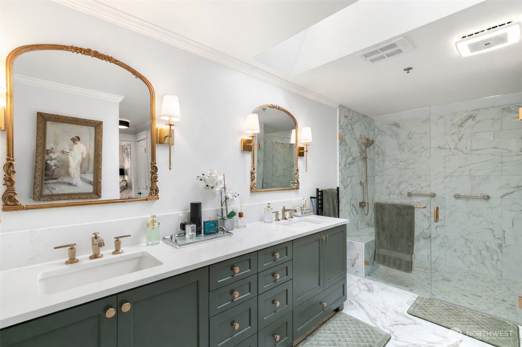 609 7th Avenue North, Unit B304 Edmonds, WA 98020 - Photo 14 of 26 a bathroom with a double vanity sink mirror and