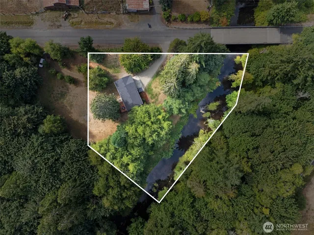 an aerial view of a house