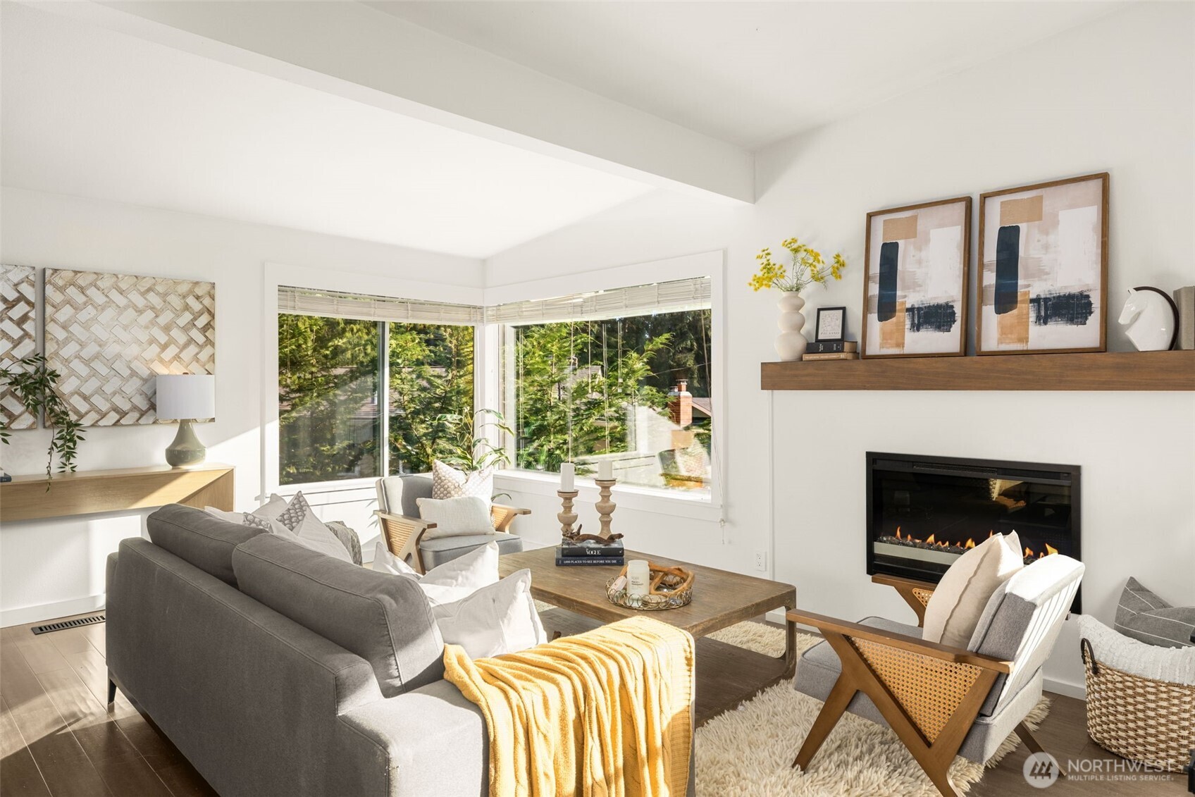 9417 235th Place Southwest Edmonds, WA 98020 - Photo 2 of 30 a living room with furniture fireplace and a large window