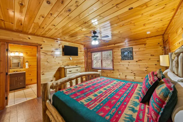 a bathroom with a bathtub