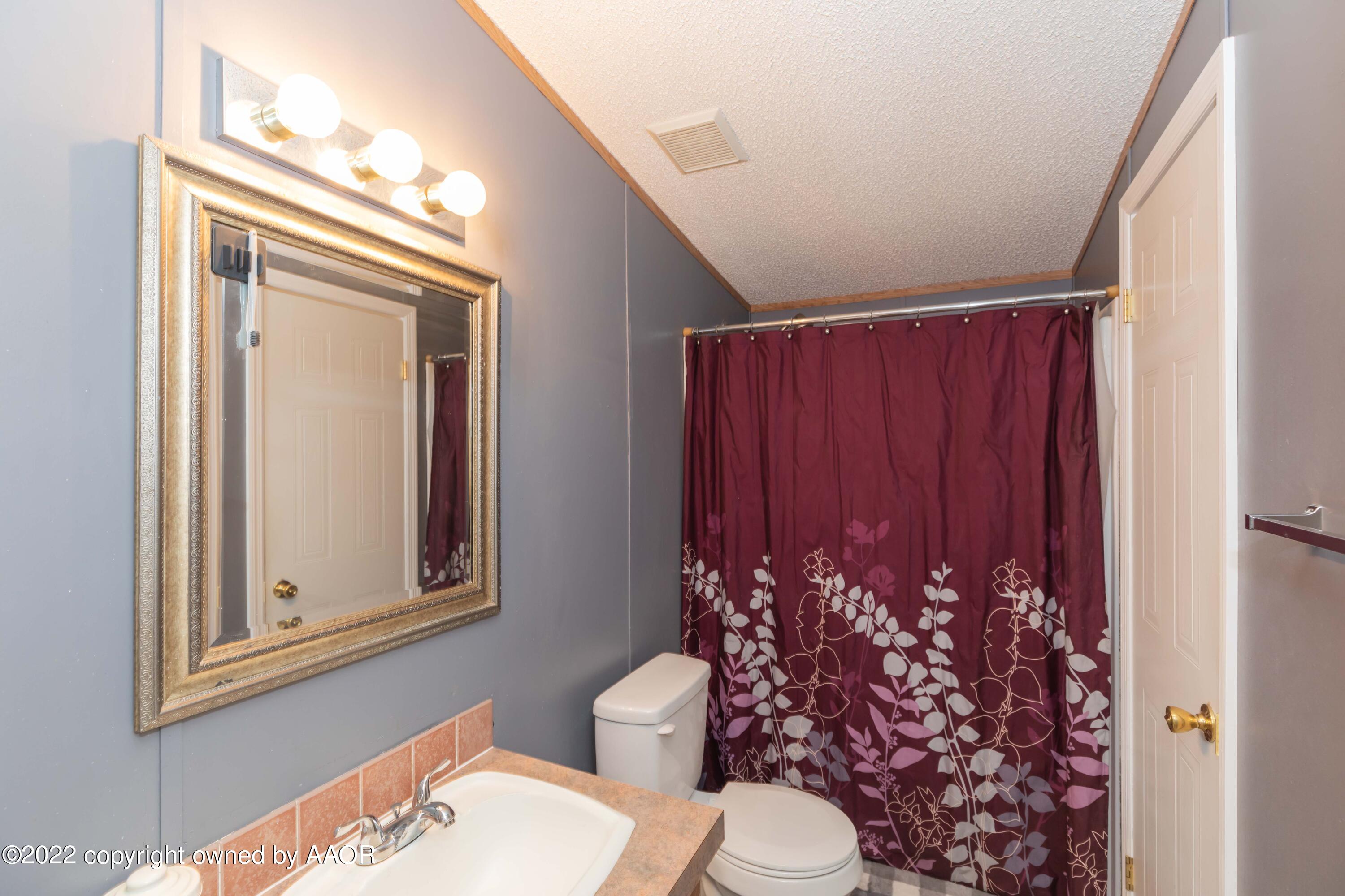 5600 Tomahawk Trail Amarillo, TX 79124 - Photo 30 of 36 a bathroom with a toilet a sink and mirror
