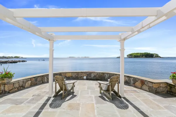 a view of a terrace with seating space