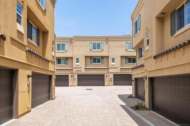 a front view of a multi story building