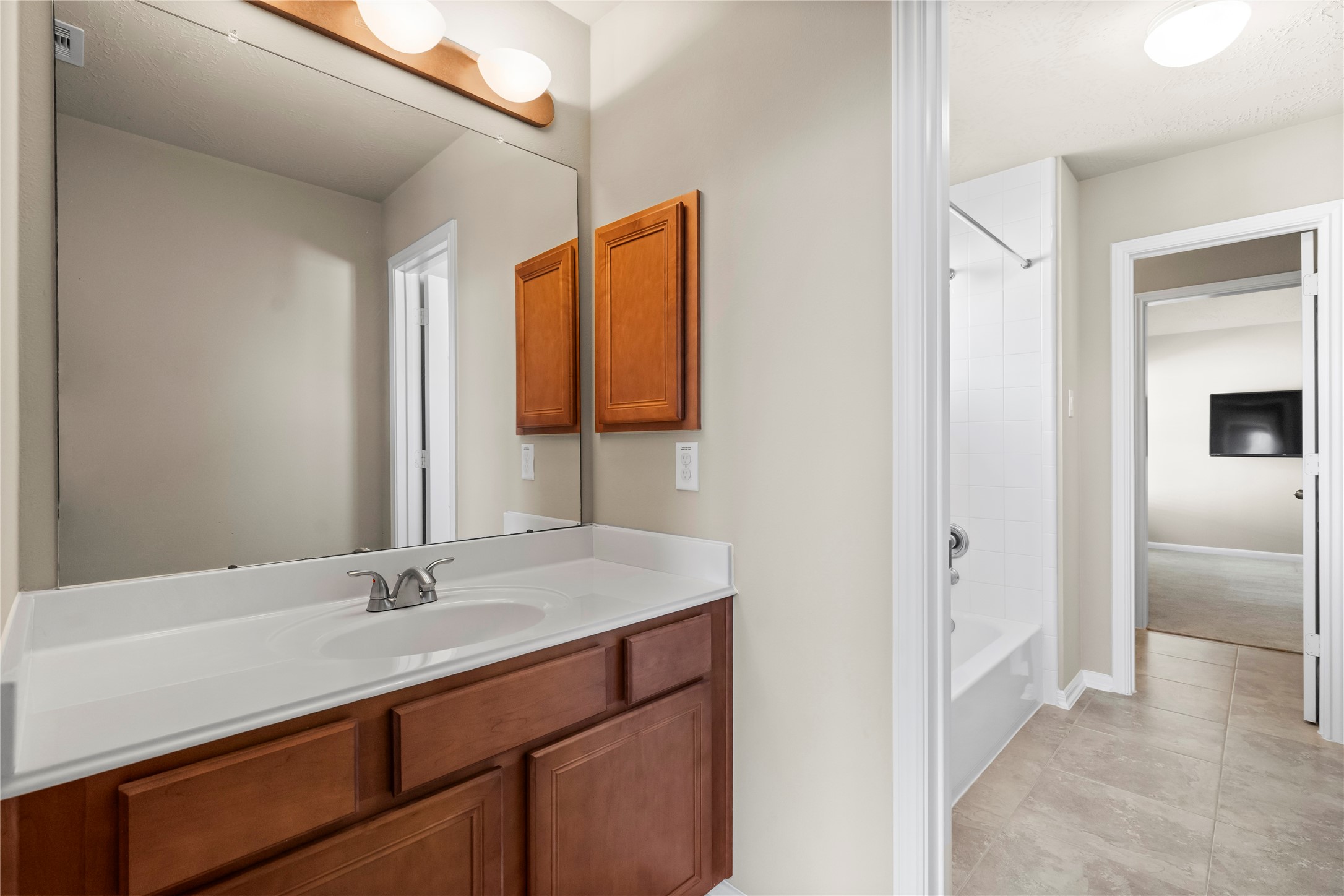 5307 Amber Sky Lane Rosharon, TX 77583 - Photo 38 of 44 a bathroom with a sink and a mirror