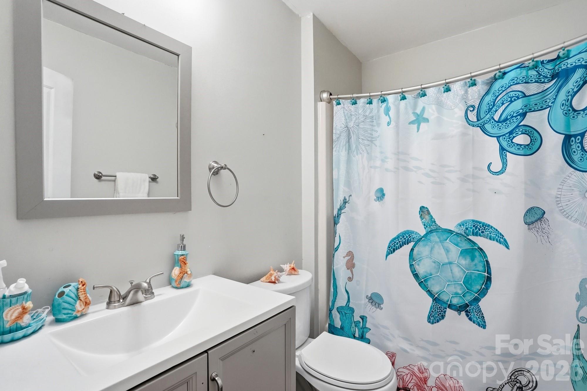 6046 Windjammer Drive Tega Cay, SC 29708 - Photo 38 of 46 a bathroom with a sink mirror vanity and toilet