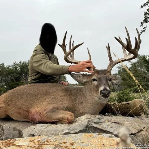 a large bed sitting in a bedroom next to a yard