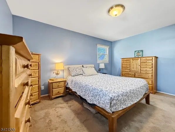 a bedroom with a bed and a cabinets