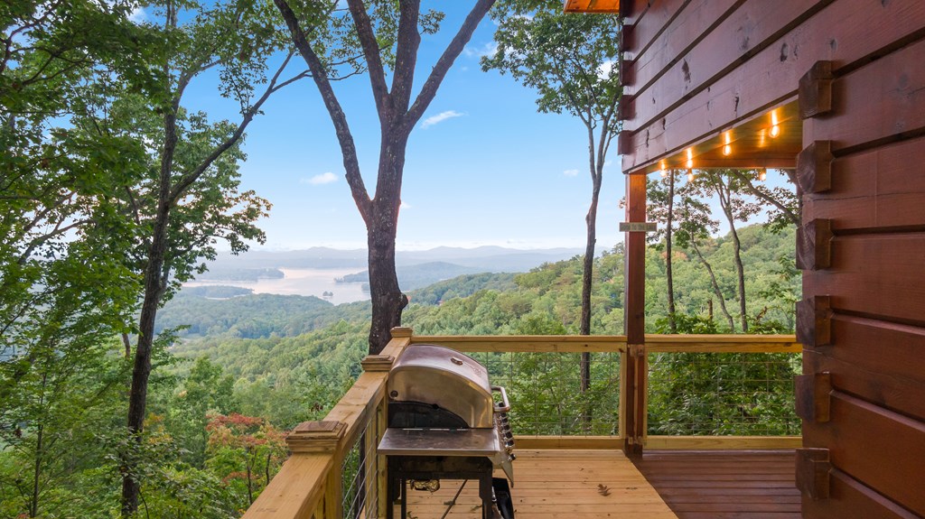 907 Ripshin Mountain Road Blue Ridge, GA 30513 - Photo 45 of 55 a view of a balcony with wooden floor and fence