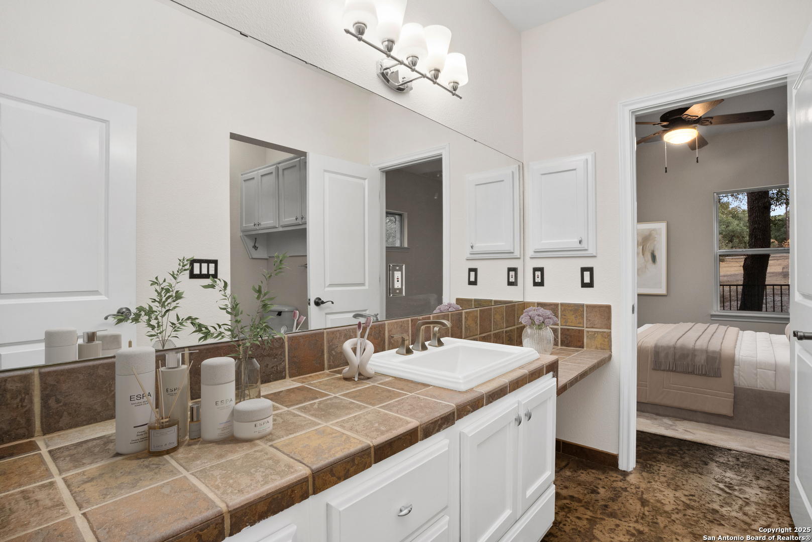 1245 Phantom Rider Trail Spring Branch, TX 78070 - Photo 41 of 51 a view of living room with granite countertop furniture and fireplace