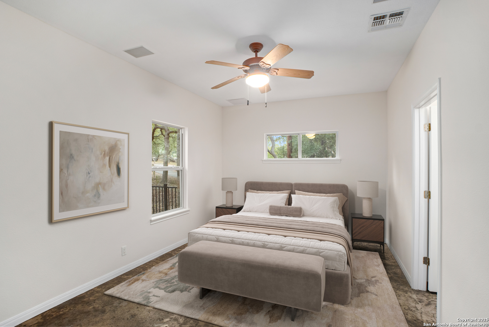 1245 Phantom Rider Trail Spring Branch, TX 78070 - Photo 42 of 51 a bedroom with a large bed and a window