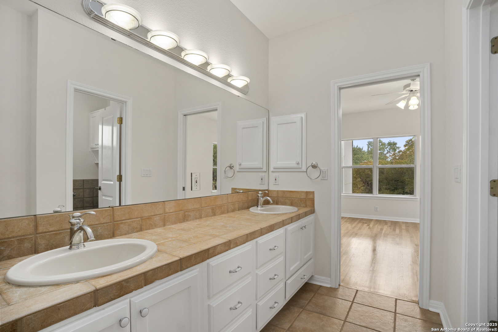 1245 Phantom Rider Trail Spring Branch, TX 78070 - Photo 10 of 48 a bathroom with a sink double vanity and a mirror