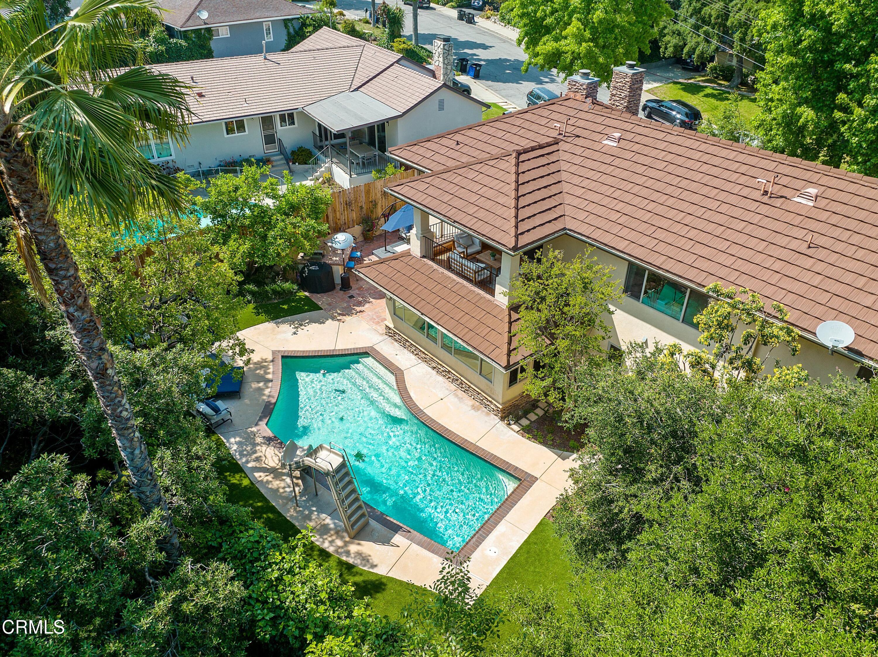 3710 Cedarbend Drive La Crescenta, CA 91214 - Photo 58 of 73 an aerial view of a house with a yard and potted plants