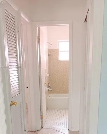 a bathroom with a bathtub