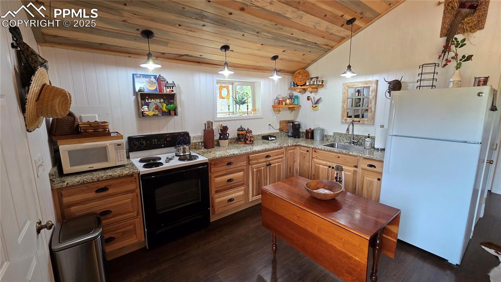 259 Vermillion Road Lake George, CO 80827 - Photo 28 of 46 a kitchen with stainless steel appliances a stove a refrigerator and a sink