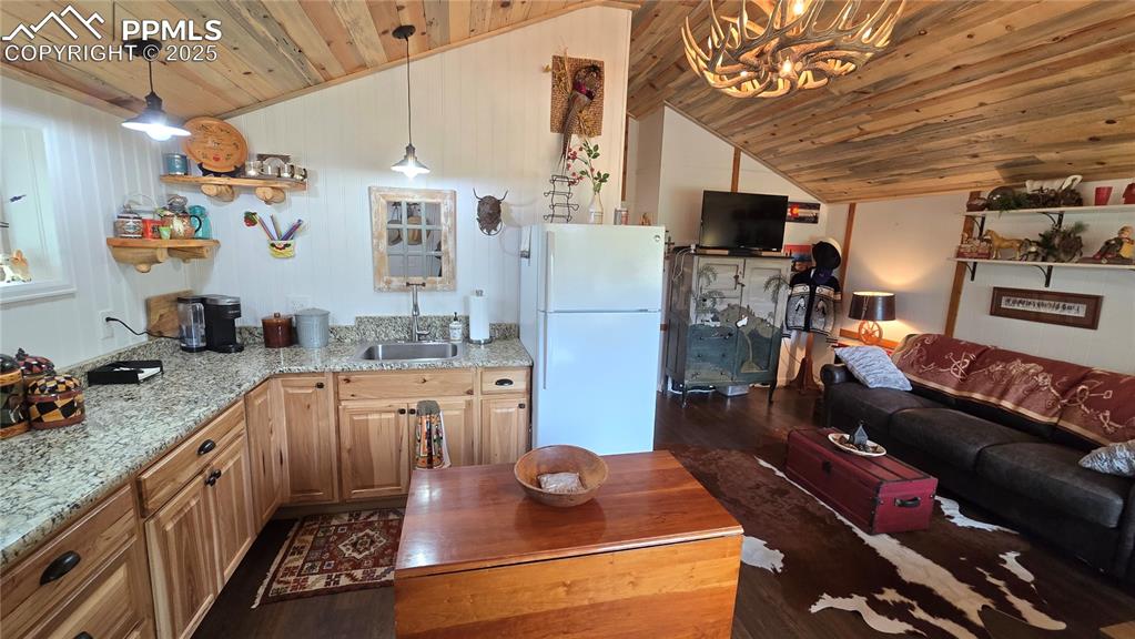 259 Vermillion Road Lake George, CO 80827 - Photo 3 of 46 a kitchen with granite countertop lots of clutter and stainless steel appliances