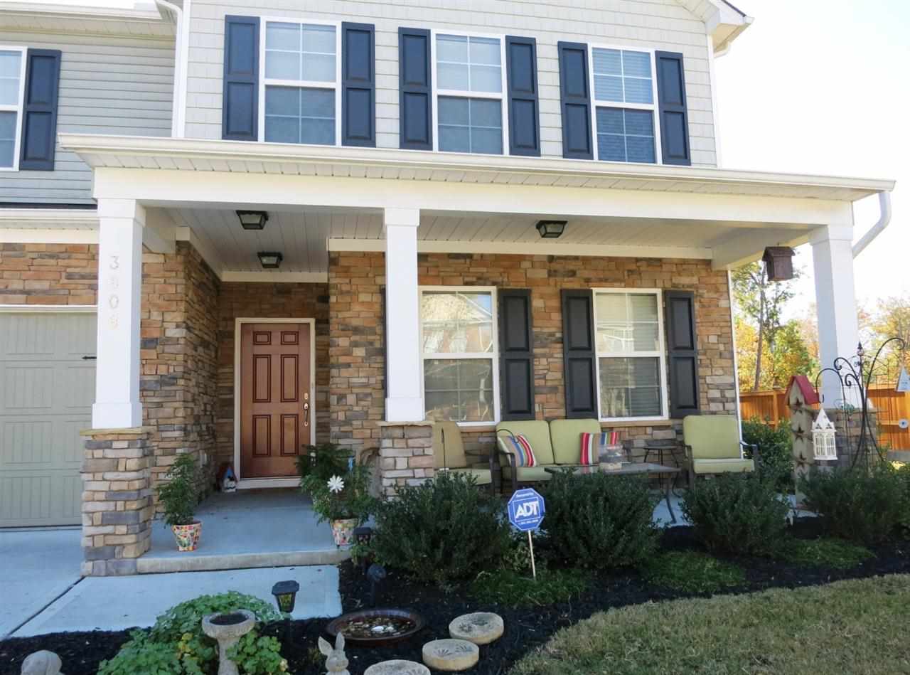 3808 Althorp Drive Raleigh, NC 27616 - Photo 2 of 25 This home features a stone & vinyl exterior, nice landscaping & a rocking chair front porch.