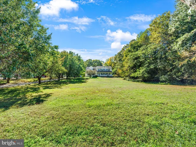 a view of yard with swimming pool and green space