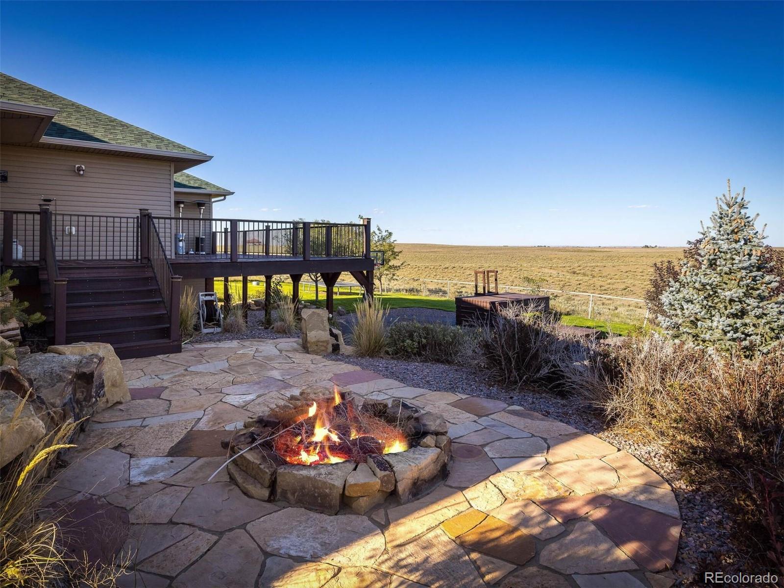 11200 County Road Wiggins, CO 80654 - Photo 32 of 40 a view of a backyard with swimming pool and furniture