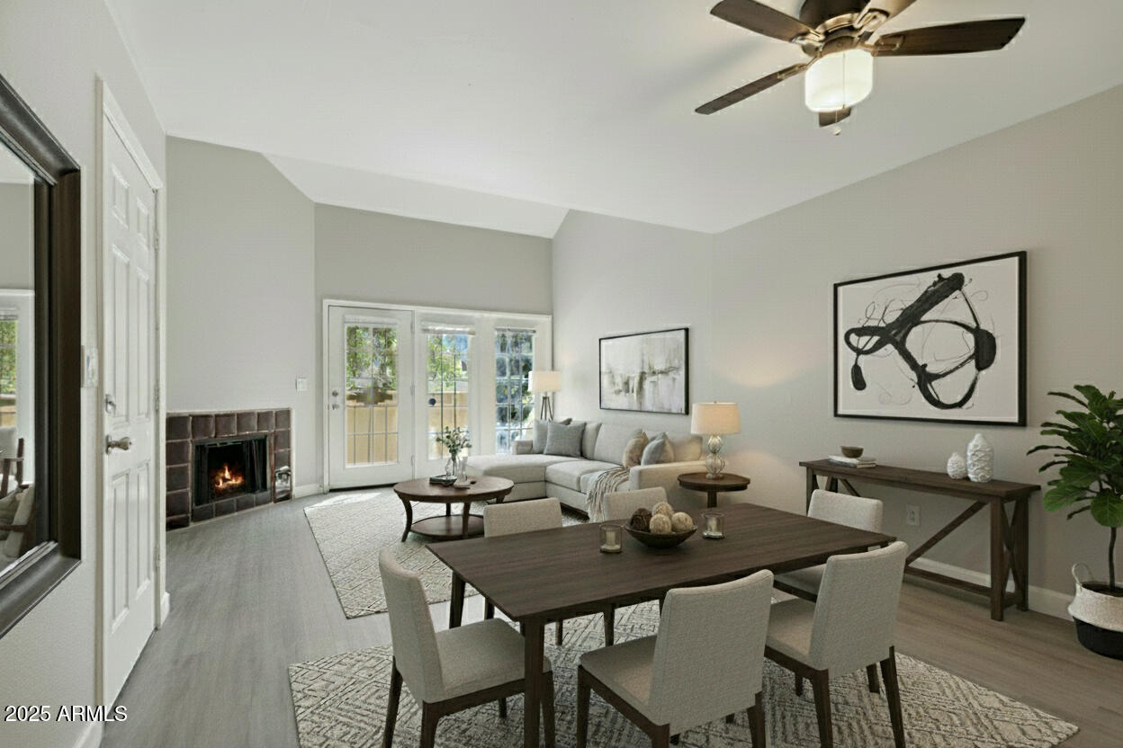 30 East Brown Road, Unit 2081 Mesa, AZ 85201 - Photo 1 of 19 a view of a livingroom with furniture and a fireplace