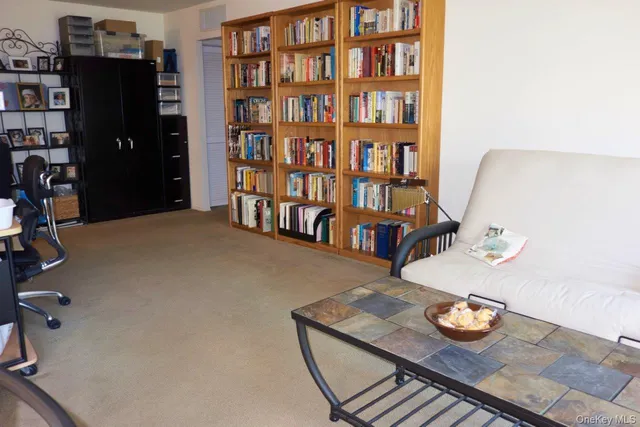 a living room with furniture a flat screen tv and a window