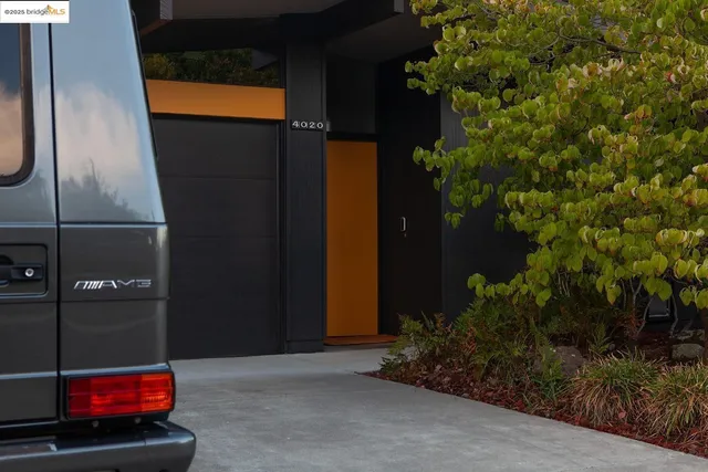 a car parked in a garage