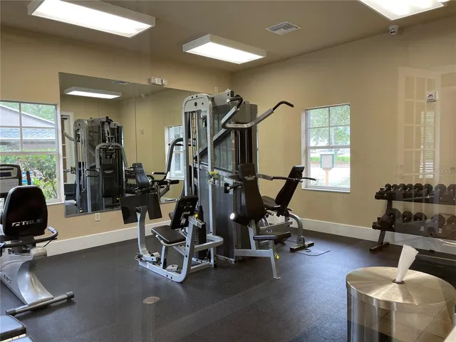 a view of a room with gym equipment