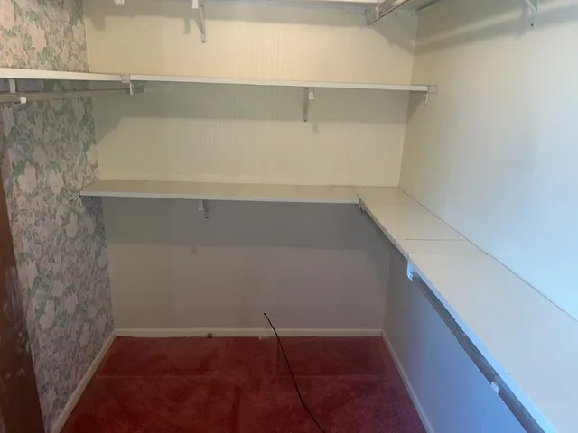 a view of an empty walk in closet