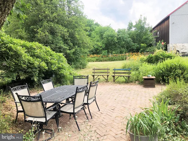 a view of an outdoor space with seating