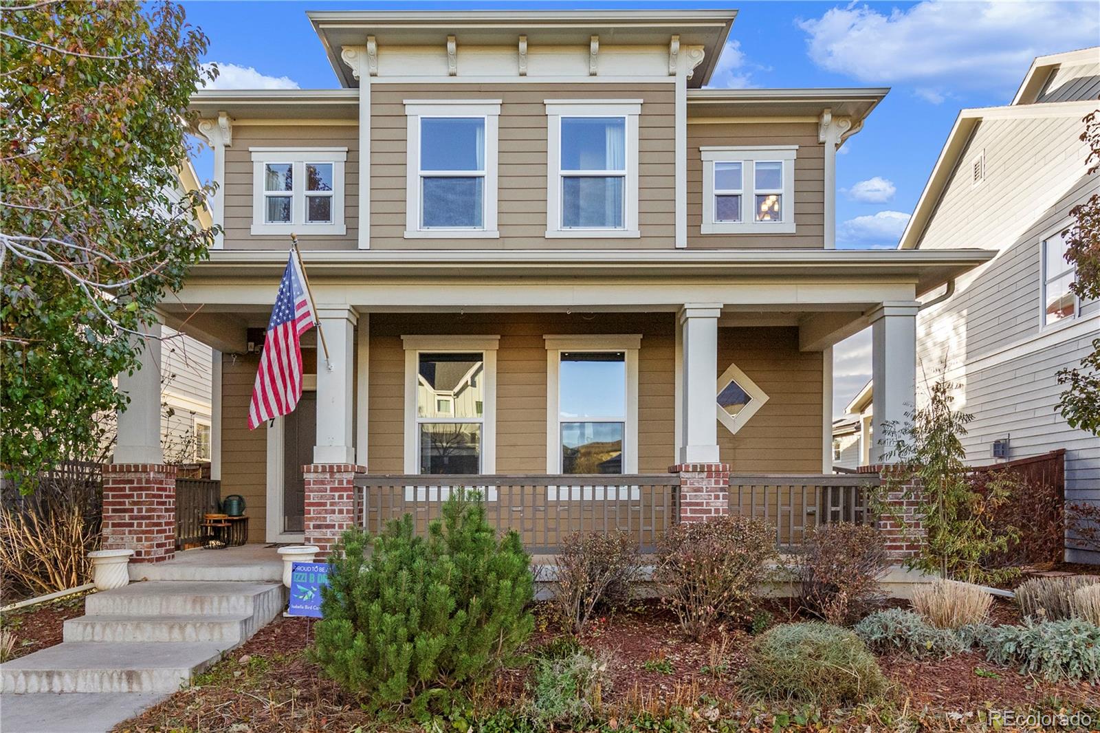 front view of a brick house