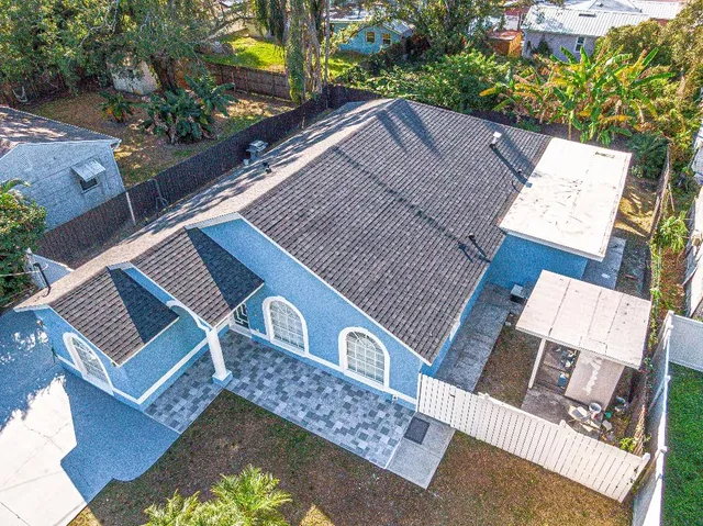 an aerial view of a house