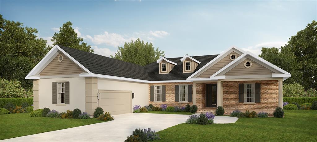 a front view of a house with a yard and porch