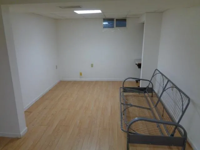 a view of a room with rack on the wall